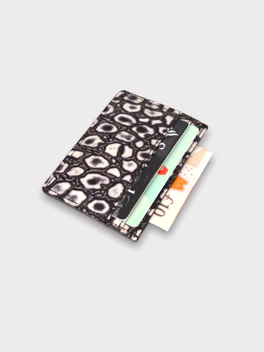 Black Leather Wallet | Croc Card Holder | Love You All