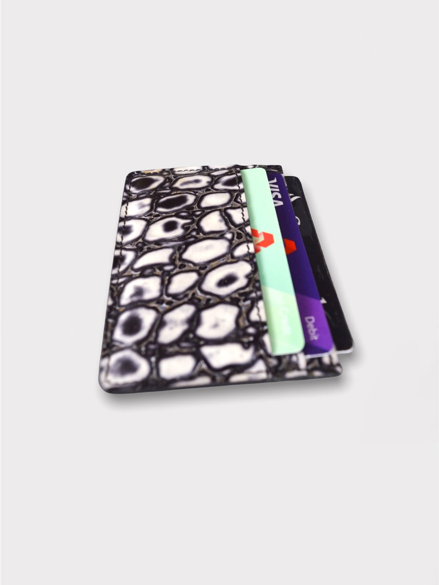 Black Leather Wallet | Croc Card Holder | Love You All