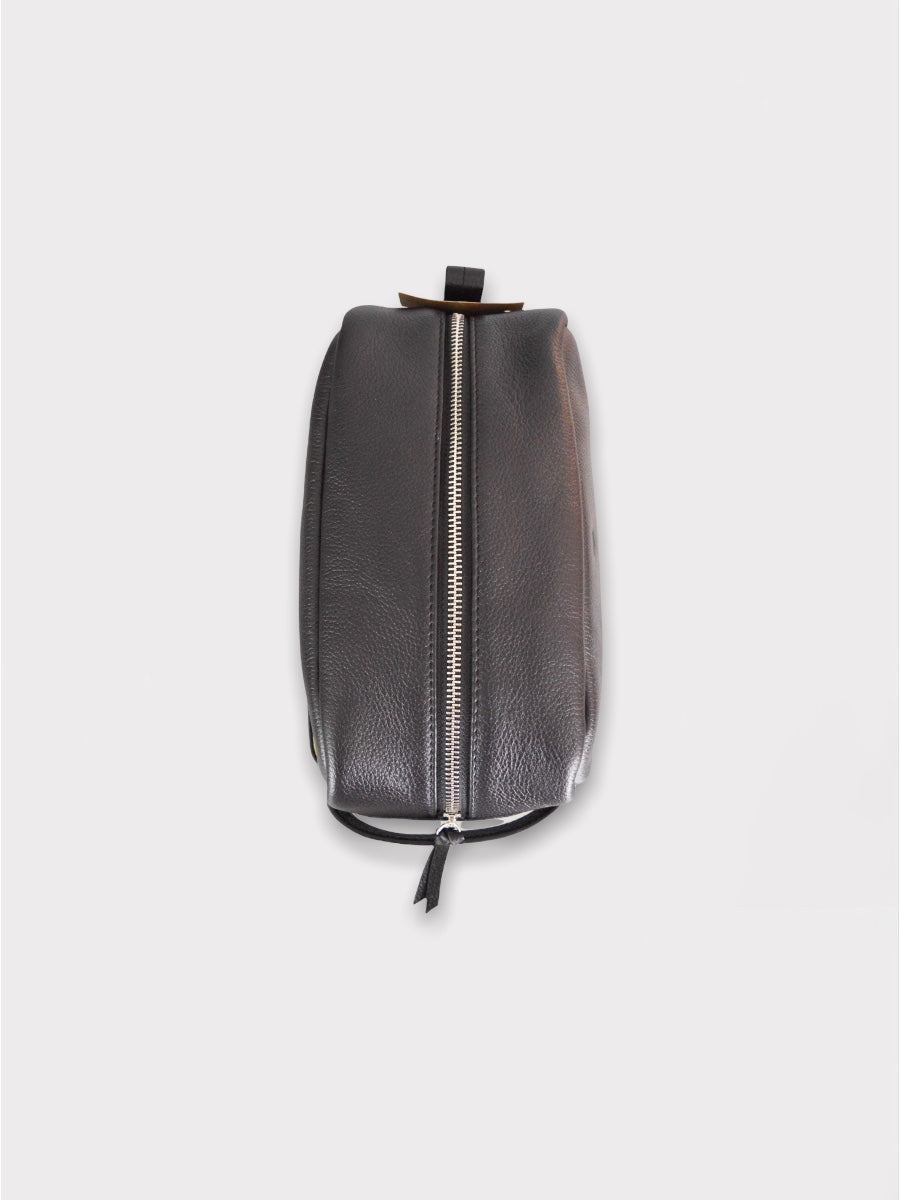 Men's Leather Washbag | Black Toiletry Bag | LYA