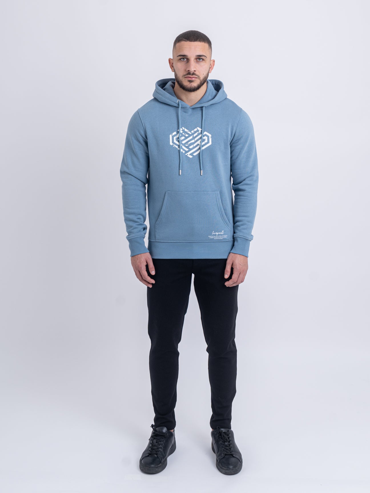 Cotton Hoodies For Mens | Blue Hooded Sweatshirt | Love You All