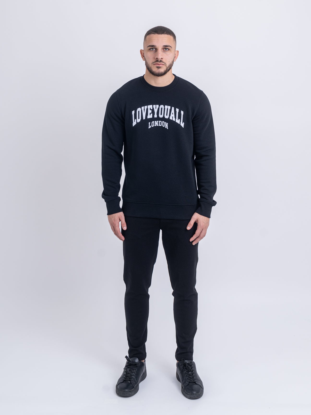 Embroidered Logo Black Crewneck Sweatshirt | LYA