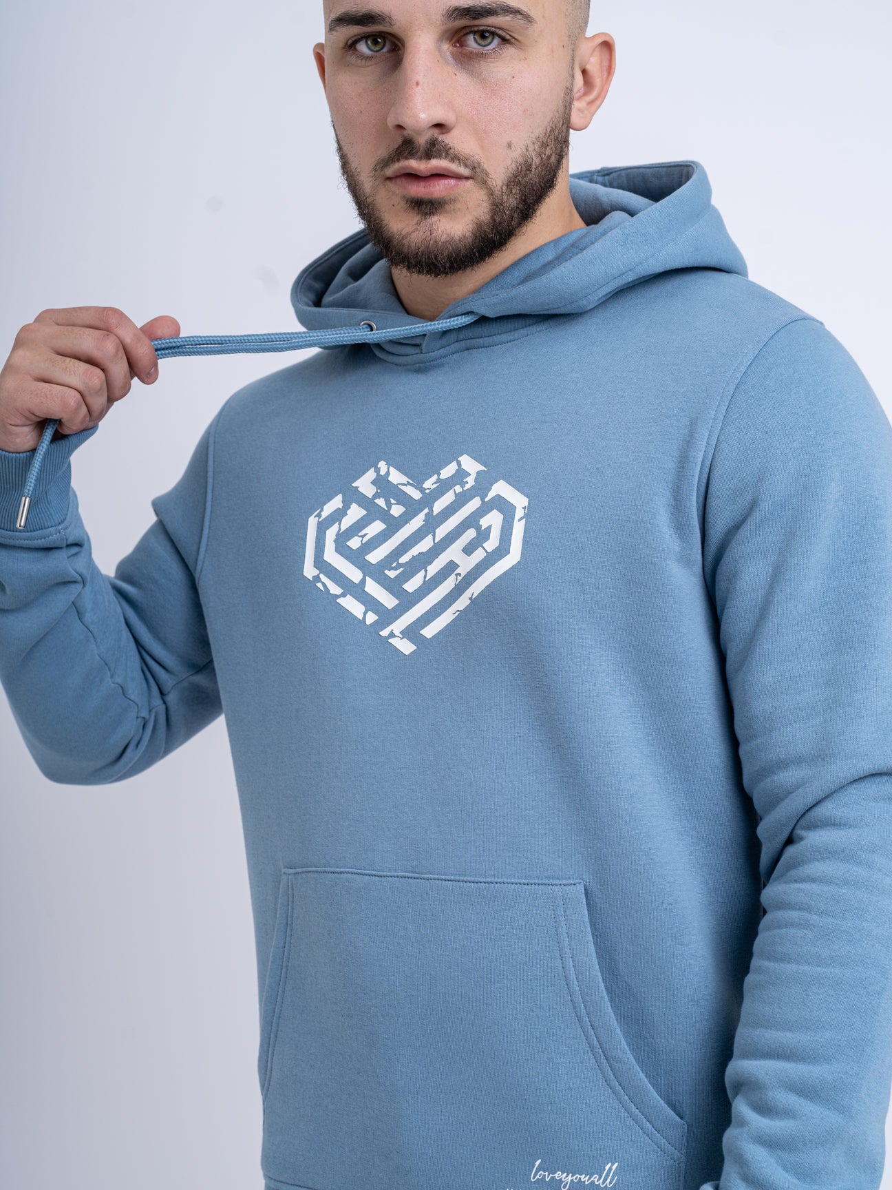 Cotton Hoodies For Mens | Blue Hooded Sweatshirt | Love You All