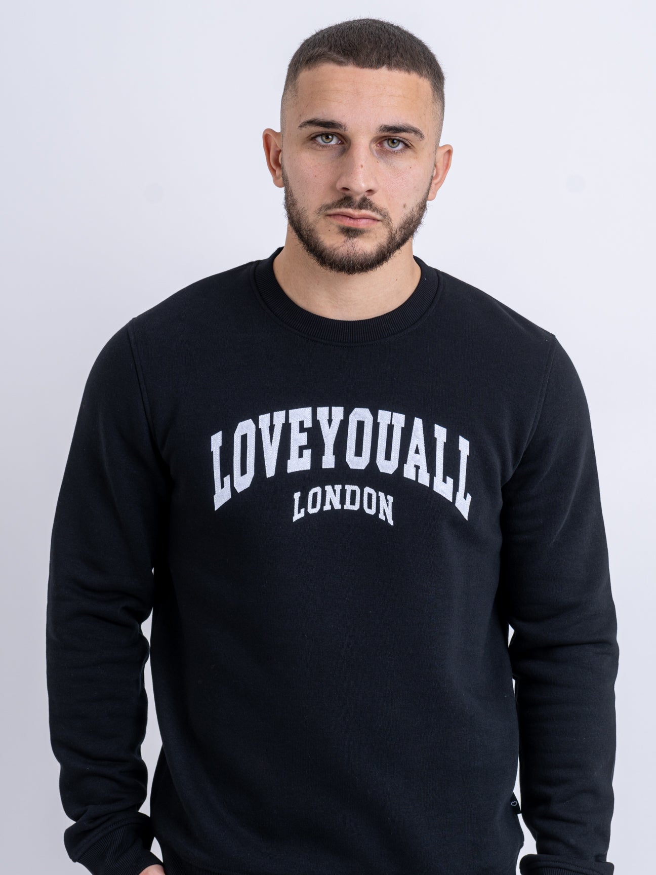 Embroidered Logo Black Crewneck Sweatshirt | LYA