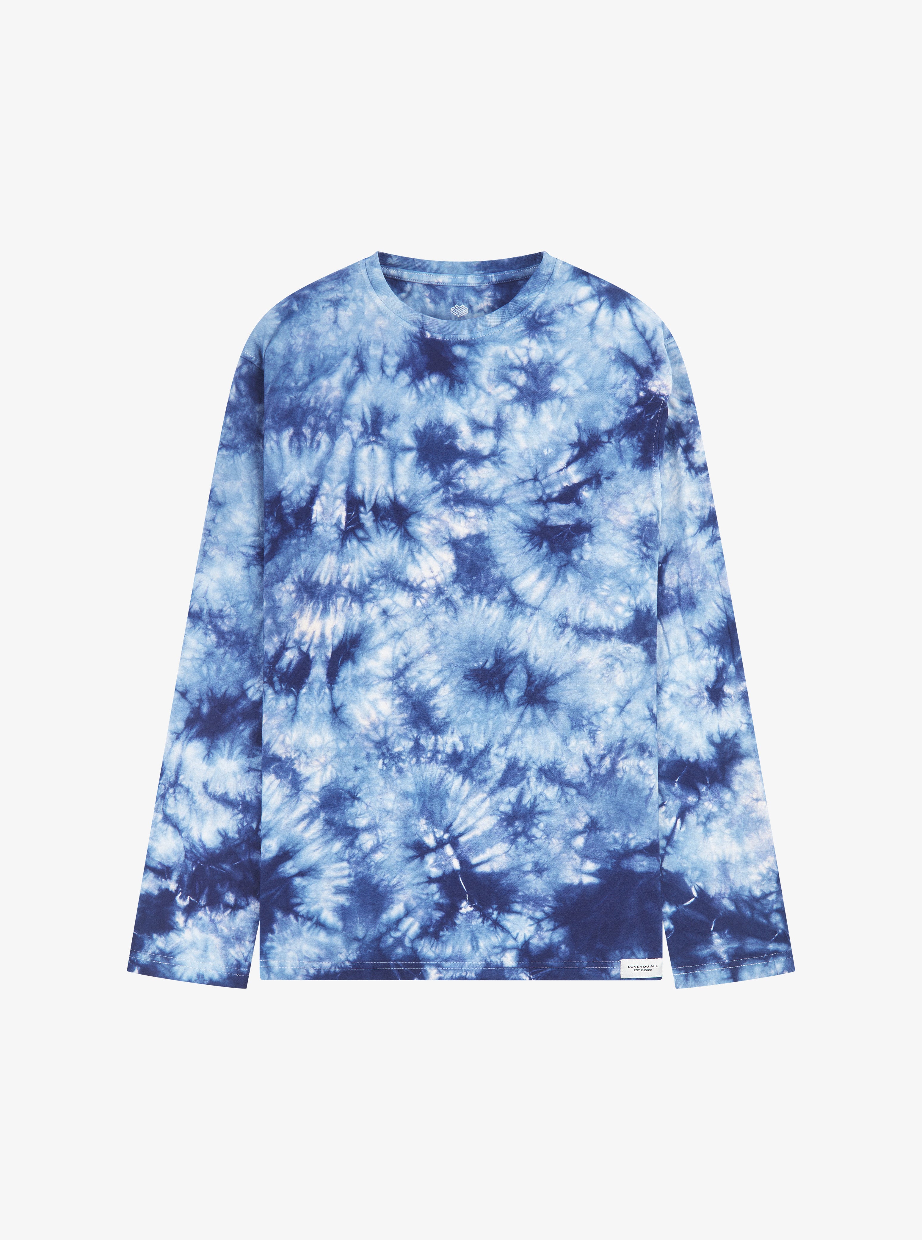 blue tie dye long sleeve top