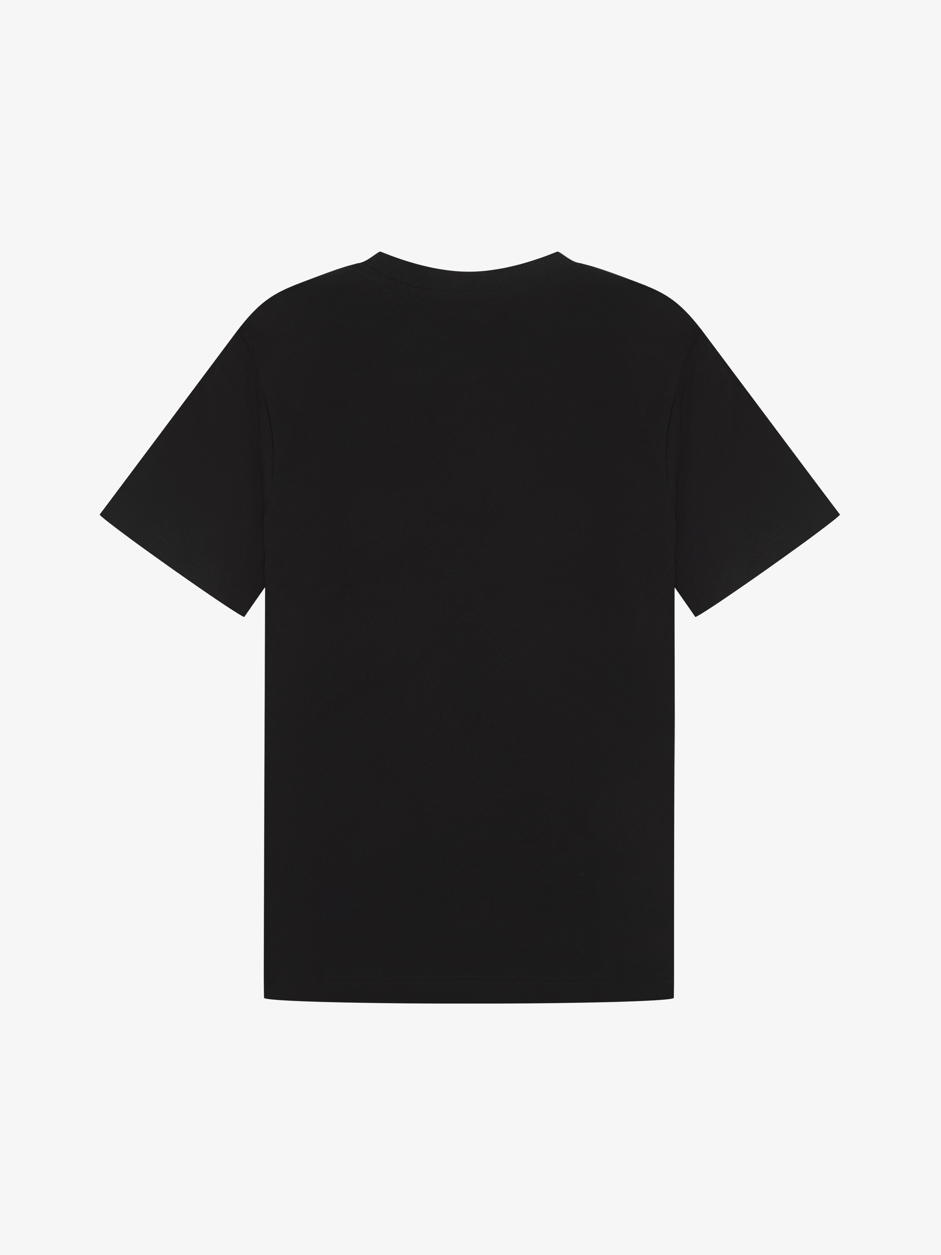 Back view of Bold Icon Black Organic Cotton T-Shirt by LoveYouAll showing straight hemline and short sleeves